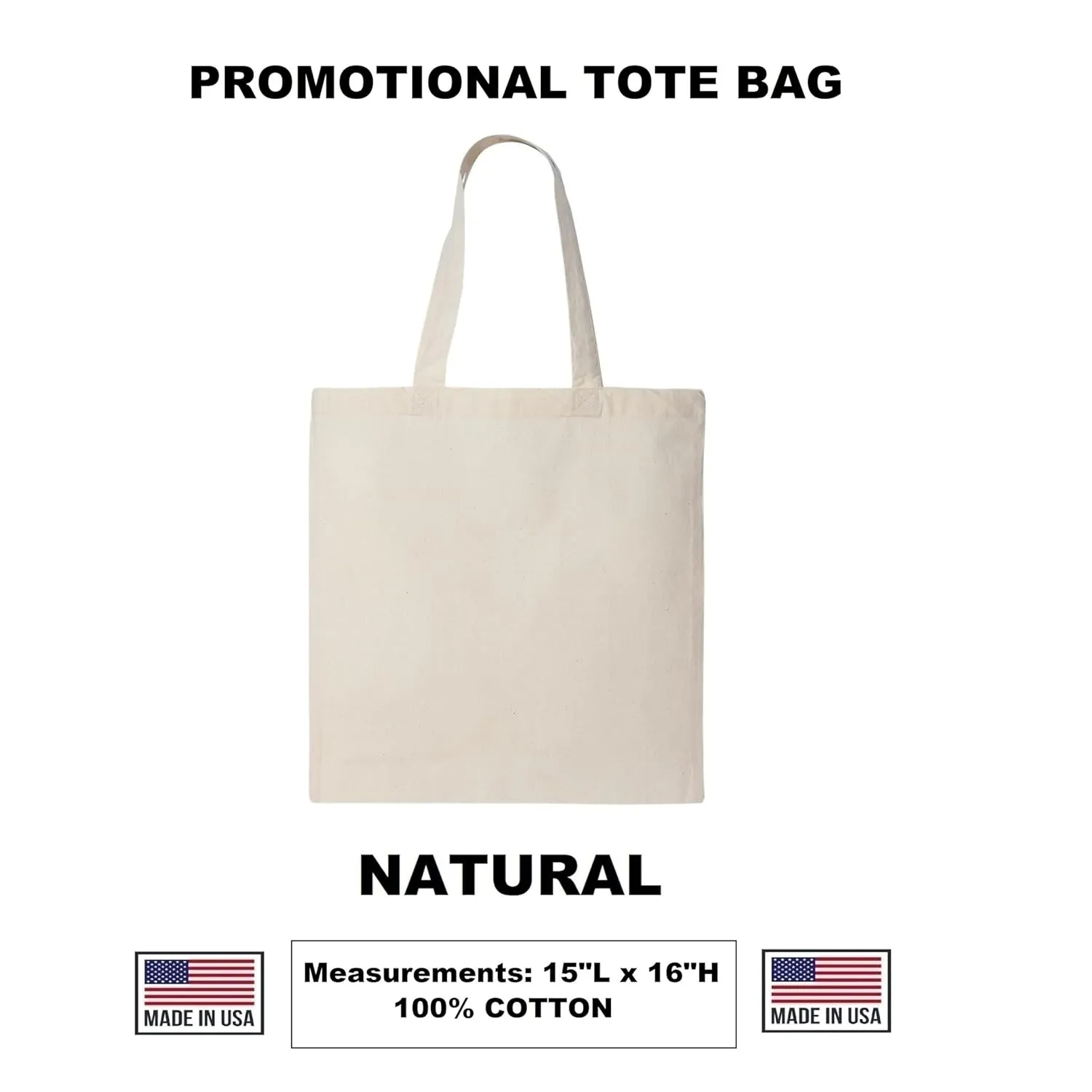 10 | 50 | 100 Pack Custom Tote Bags, Bulk Custom Logo Tote Bag, Personalized Company Logo Bags, Reusable Bags, Custom Bags for Business (Promotional Natural, 10 Bags)