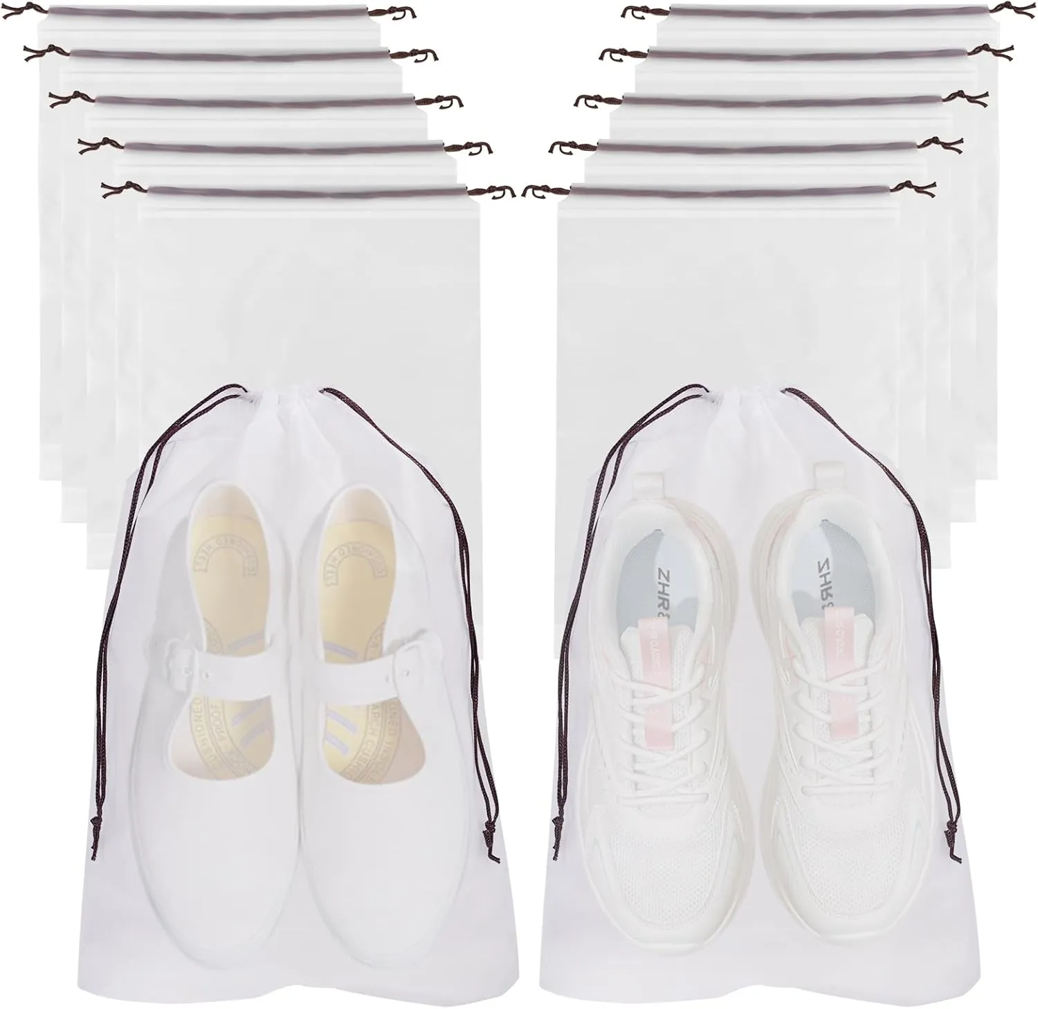 10 Transparent Travel Shoe Bags - Waterproof, Dustproof, Portable Drawstring Clear Bags for Travel Packing and Travel Essentials