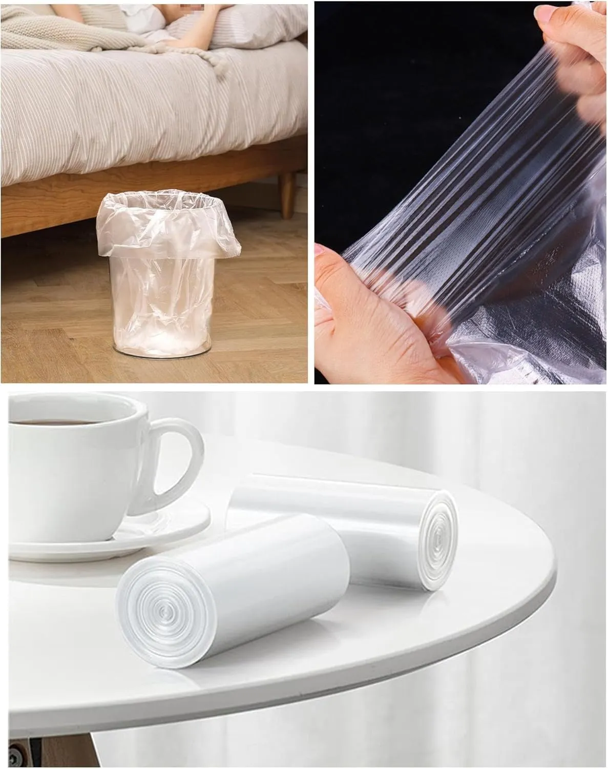 100 Count 8 Gallon Trash Bags Clear Medium Garbage Bags 1.1 mil Strong, Leakage-Free,Unscented 30 Liter Thick for Bathroom, Office, Kitchen Waste Basket Trash Can (Clear, 8 Gallon-100 Count)