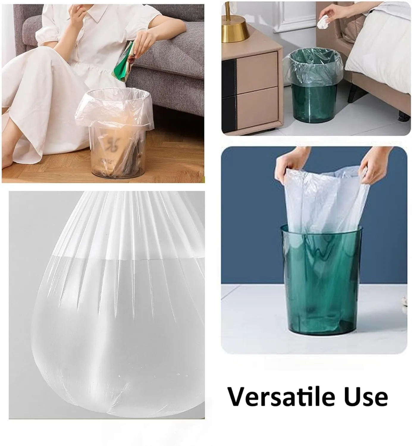 100 Count 8 Gallon Trash Bags Clear Medium Garbage Bags 1.1 mil Strong, Leakage-Free,Unscented 30 Liter Thick for Bathroom, Office, Kitchen Waste Basket Trash Can (Clear, 8 Gallon-100 Count)