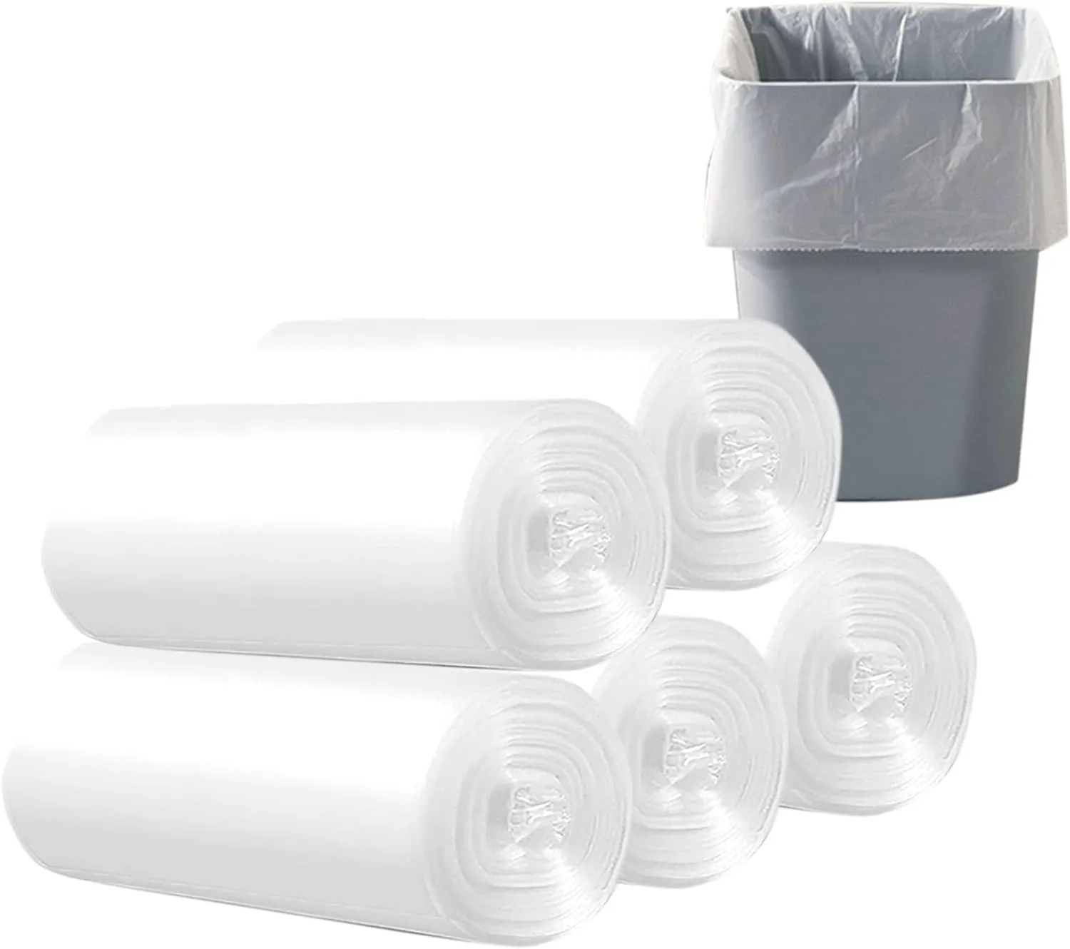 100 Count 8 Gallon Trash Bags Clear Medium Garbage Bags 1.1 mil Strong, Leakage-Free,Unscented 30 Liter Thick for Bathroom, Office, Kitchen Waste Basket Trash Can (Clear, 8 Gallon-100 Count)