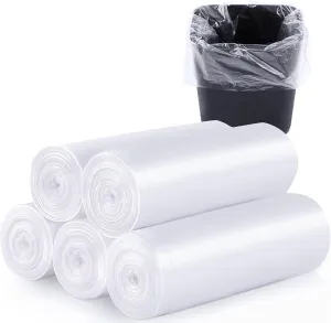 100 Count 8 Gallon Trash Bags Clear Medium Garbage Bags 1.1 mil Strong, Leakage-Free,Unscented 30 Liter Thick for Bathroom, Office, Kitchen Waste Basket Trash Can (Clear, 8 Gallon-100 Count)