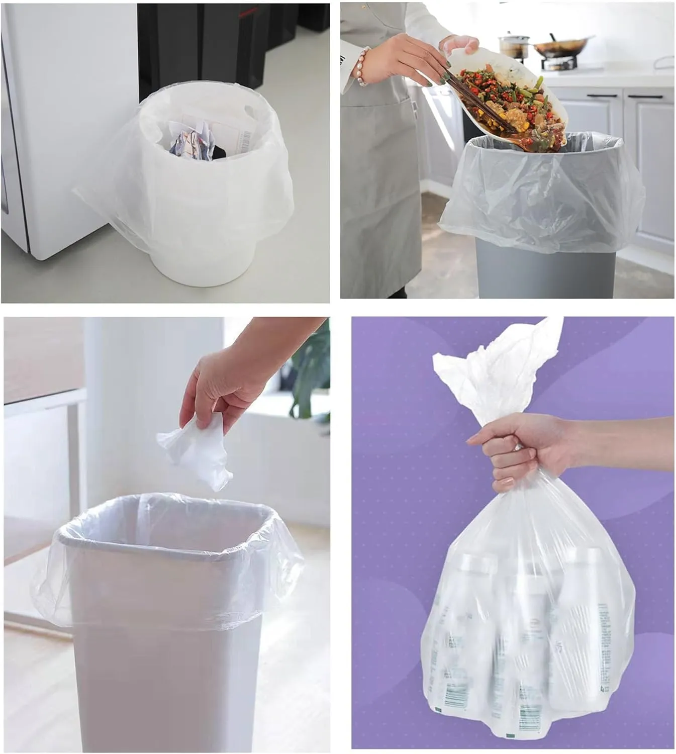 100 Count 8 Gallon Trash Bags Clear Medium Garbage Bags 1.1 mil Strong, Leakage-Free,Unscented 30 Liter Thick for Bathroom, Office, Kitchen Waste Basket Trash Can (Clear, 8 Gallon-100 Count)