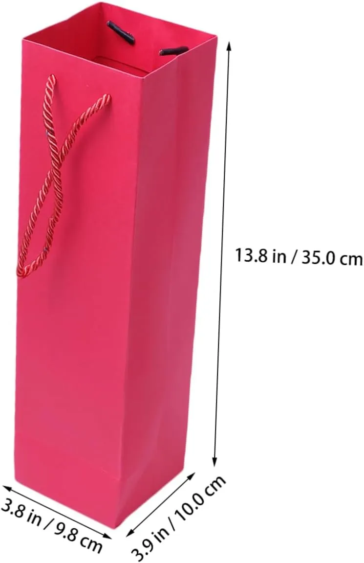 10pcs Red Paper Wine Bottle Bags with Handle Elegant Wine Tote for Recyclable Sturdy Design for Celebrations