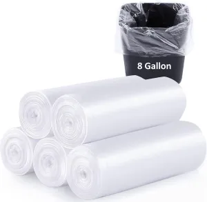 120 Count 8 Gallon Trash Bags Clear Medium Garbage Bags Strong, Leakage-Free,Unscented 30 Liter Thick for Bathroom, Office, Kitchen Waste Basket Trash Can (Clear, 8 Gallon-120 Count)