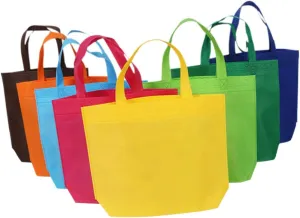 12Pcs Non Woven Tote Bags Assorted Colors Reusable Shopping Bags for Party Favors Arts Crafts and Grocery Trips with Bottom Support