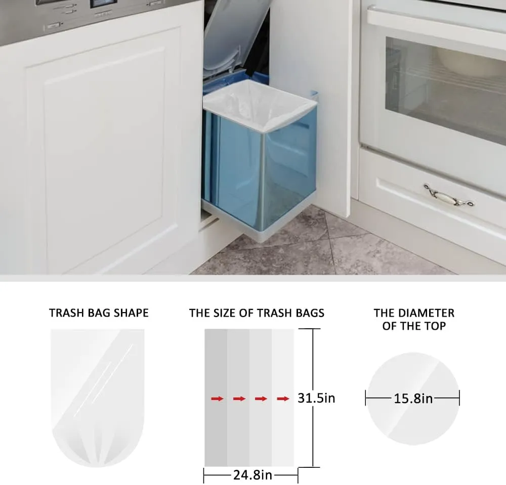 13 Gallon 80 Counts Strong Trash Bags Garbage Bags by Teivio, Bin Liners, Plastic Bags for home office kitchen, Clear