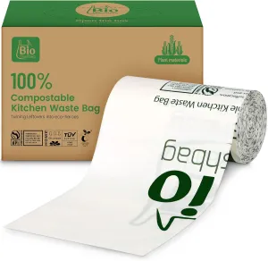 13 Gallon Compostable Trash Bags, 100 Count Biodegradable Tall Kitchen Large Garbage Bags, 49.2 Liter Food Waste Bags, Extra Thick Compost Bags for Countertop Bin, Kitchen, Office