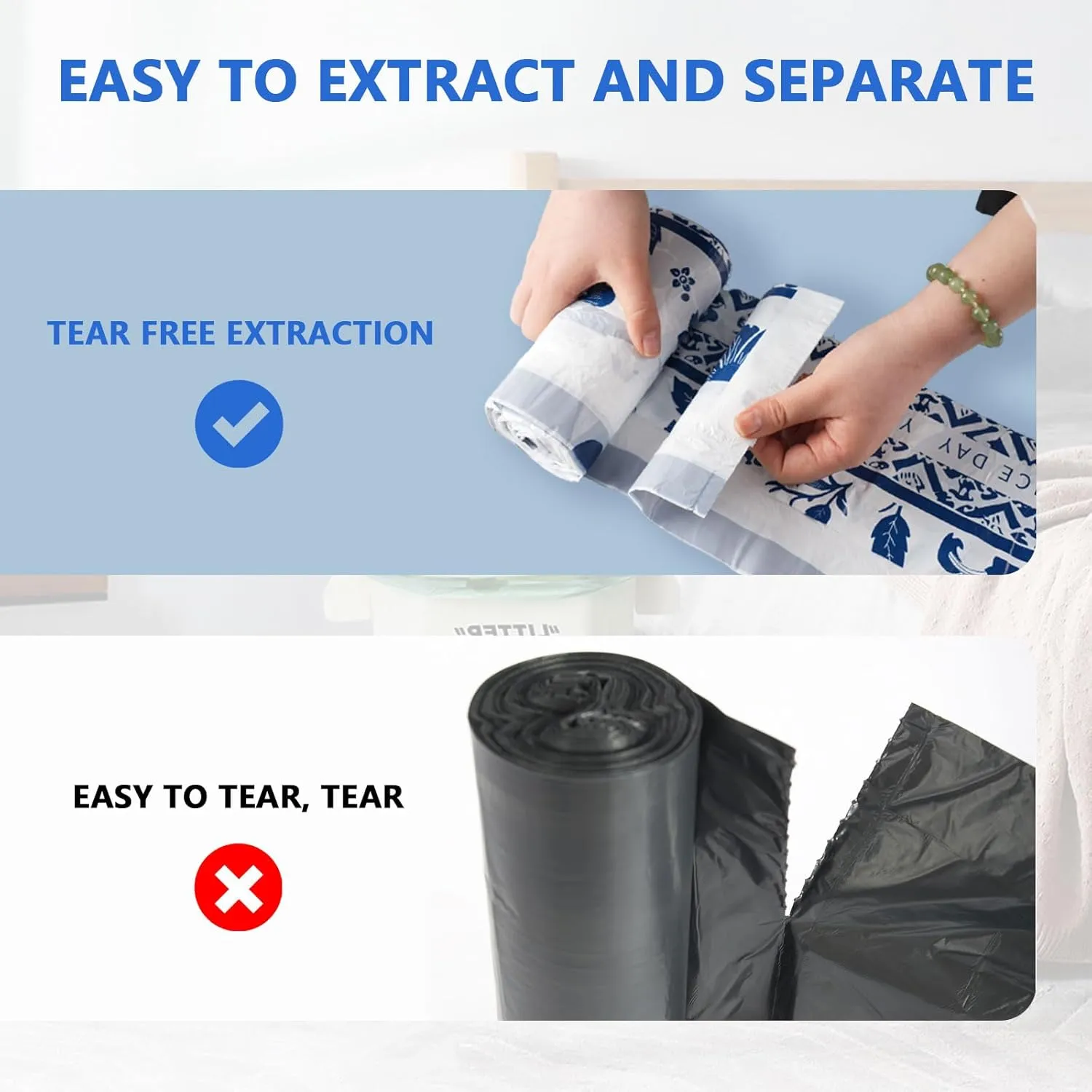 13 Gallon Trash Bags Drawstring, Leakproof Printed Tall Kitchen Garbage Bags, Tear-Resistant & Odor Control Trash Bags for Home/Office, Colored Portable 13 Gallon Garbage Bags, 80 Counts
