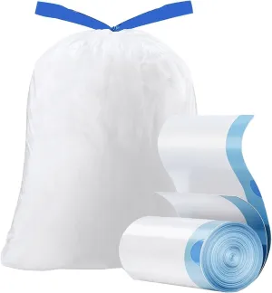 15 Gallon no tear open drawstring trash bags, Large white floral scent trash bag,Ultra thickened plastic for Office,Bedroom,Living room Commercial Use 26x30 inches Garbage Bags(60 Count)
