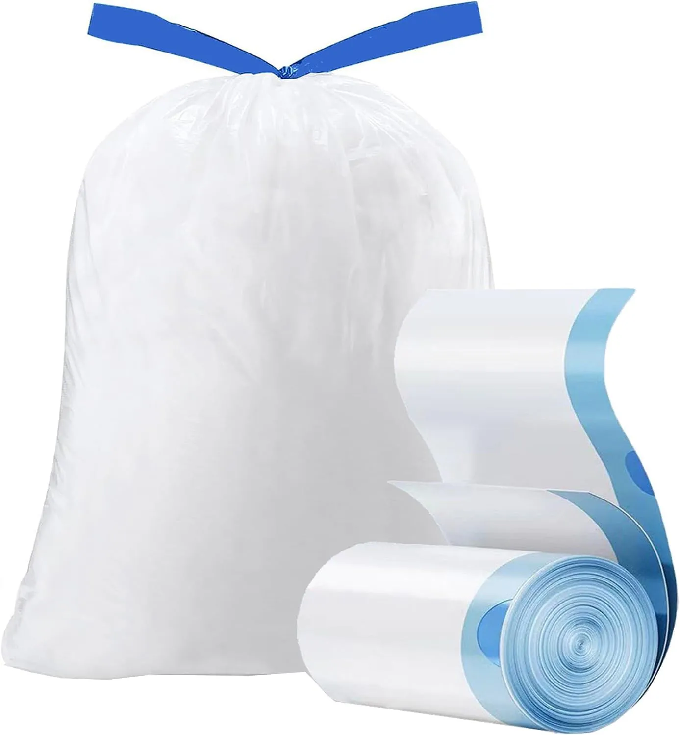 15 Gallon no tear open drawstring trash bags, Large white floral scent trash bag,Ultra thickened plastic for Office,Bedroom,Living room Commercial Use 26x30 inches Garbage Bags(60 Count)