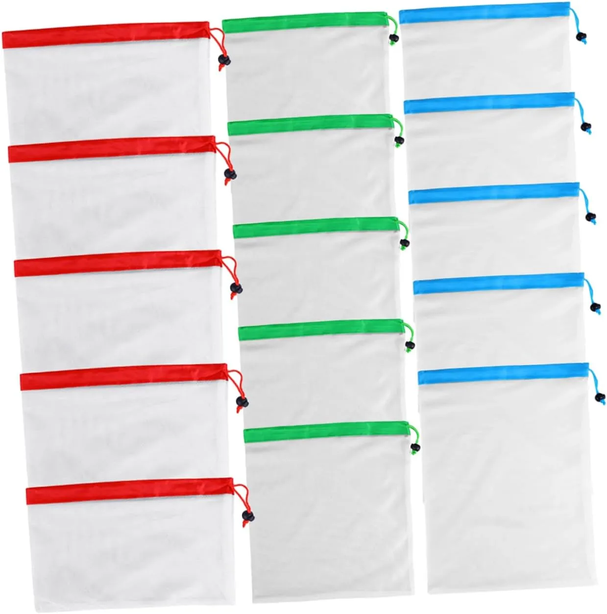 15pcs Reusable Produce Bags Mesh Grocery Bags for Fruits Vegetables Lightweight Storage with Drawstring Design for Kitchen Organization