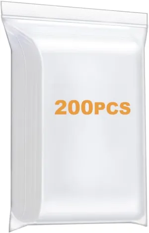 200 PCS 4" x 6" Thick Clear Zip Poly Lock Plastic Bags Seal Reclosable Zip Bag Durable 2.4 Mil Photo Cards Snacks Seeds Zipper Bags