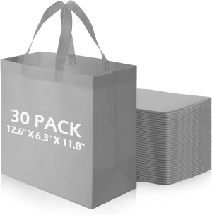 30 Pcs Reusable Tote Bag Bulk Non Woven Grocery Bag with Handle Blank Foldable Shopping for Groceries Shop Retail