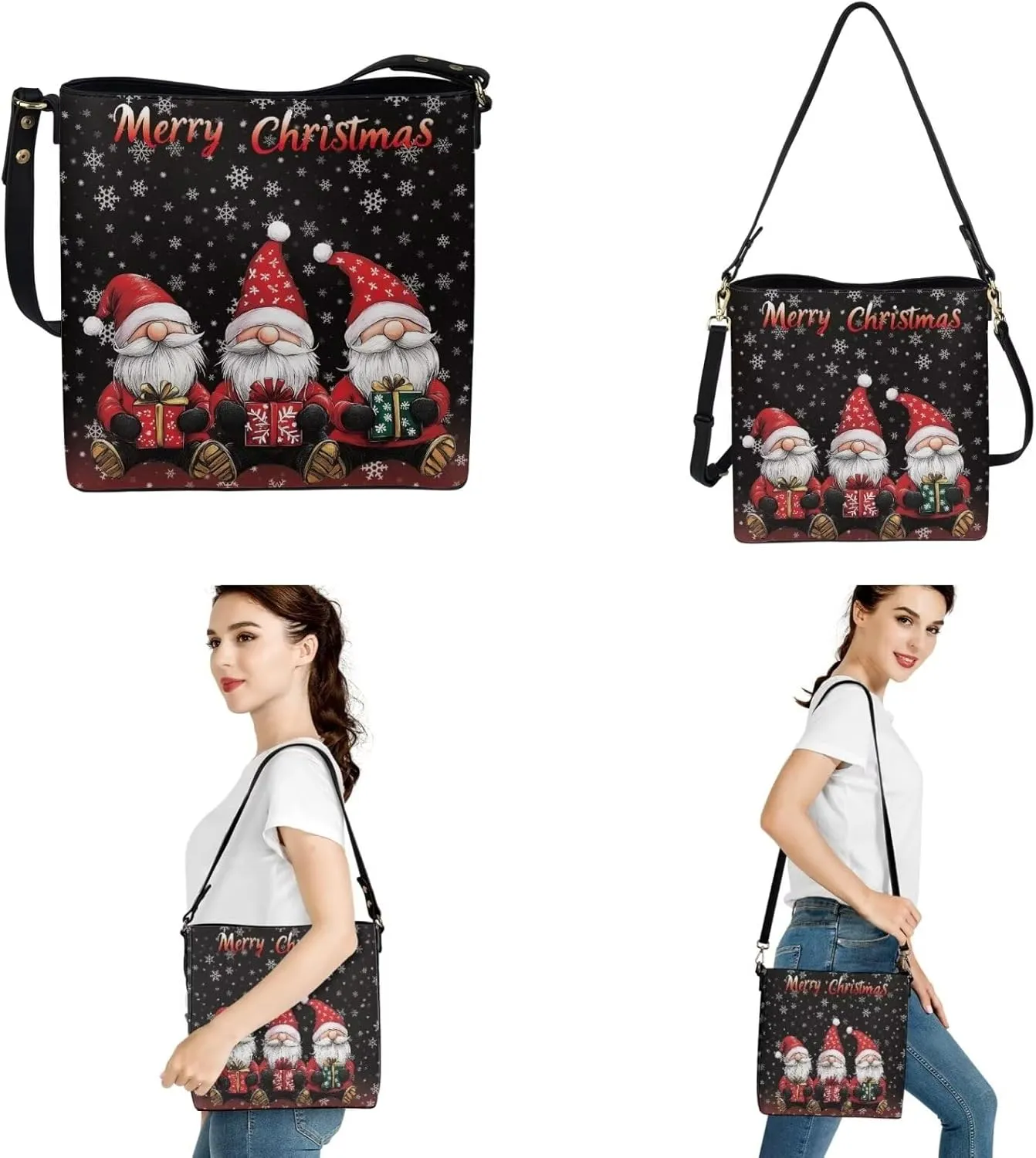 3Pcs Tote Bags Set Saddle Bags Satchel Bags for Women Wristlet Purses for Women Key Holder