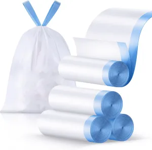 4 Gallon Small Trash Bags, Drawstring 4 Gallon Garbage Bags, Tear-Free Separated Unscented White Small Trash Bags Plastic Wastebasket Liners for Bathroom Toilet Home Office and Bedroom, 80 Count