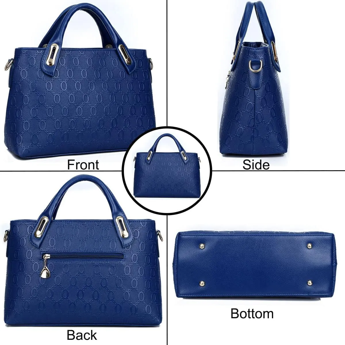 4-PC Women Handbag Shoulder Bag Clutch Card Bag Fashion Totes Satchels Purses with Bear Pendant