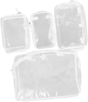 4pcs Clear Makeup Organizer Bag Transparent Travel Toiletry Storage with Zipper Multi Use Plastic Pouch for Cosmetics Travel Accessories and Daily Essentials