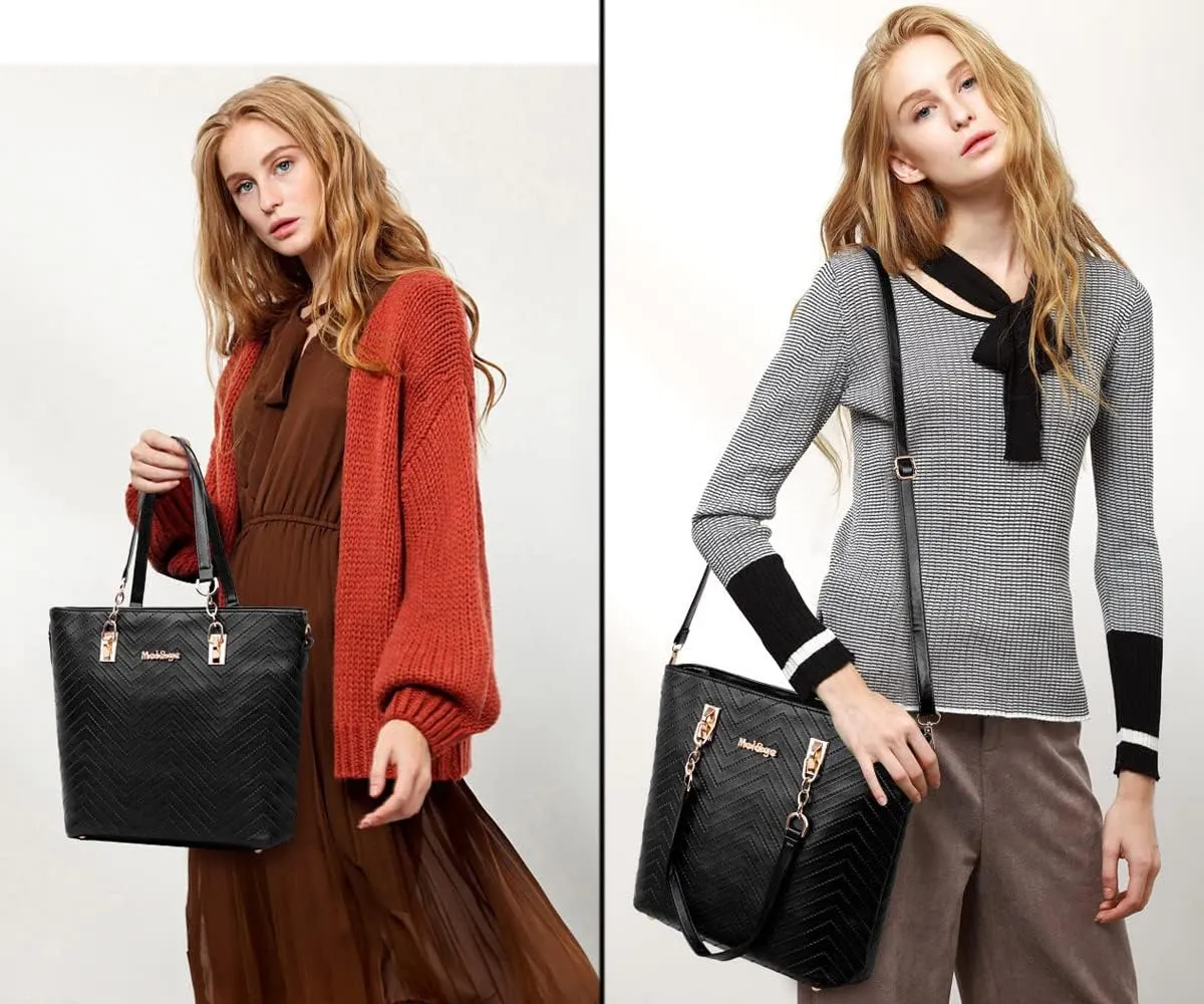 6-Pcs Handbags Sets Women Purses PU Leather Texture Pattern Tote Bags Satchel Crossbody Shoulder Bag Wristlets Wallet