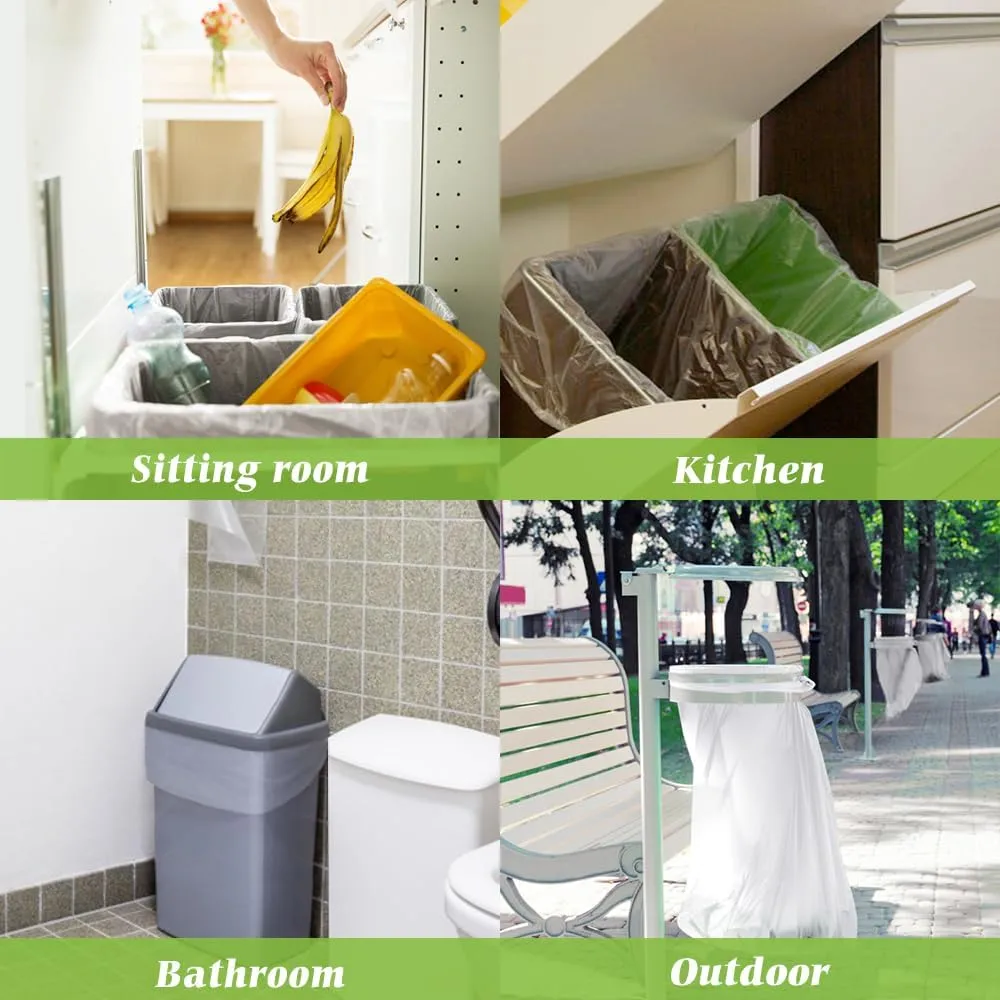 8 Gallon 330 Counts Strong Trash Bags Garbage Bags by Teivio, Bathroom Trash Can Bin Liners, Plastic Bags for home office kitchen, Clear