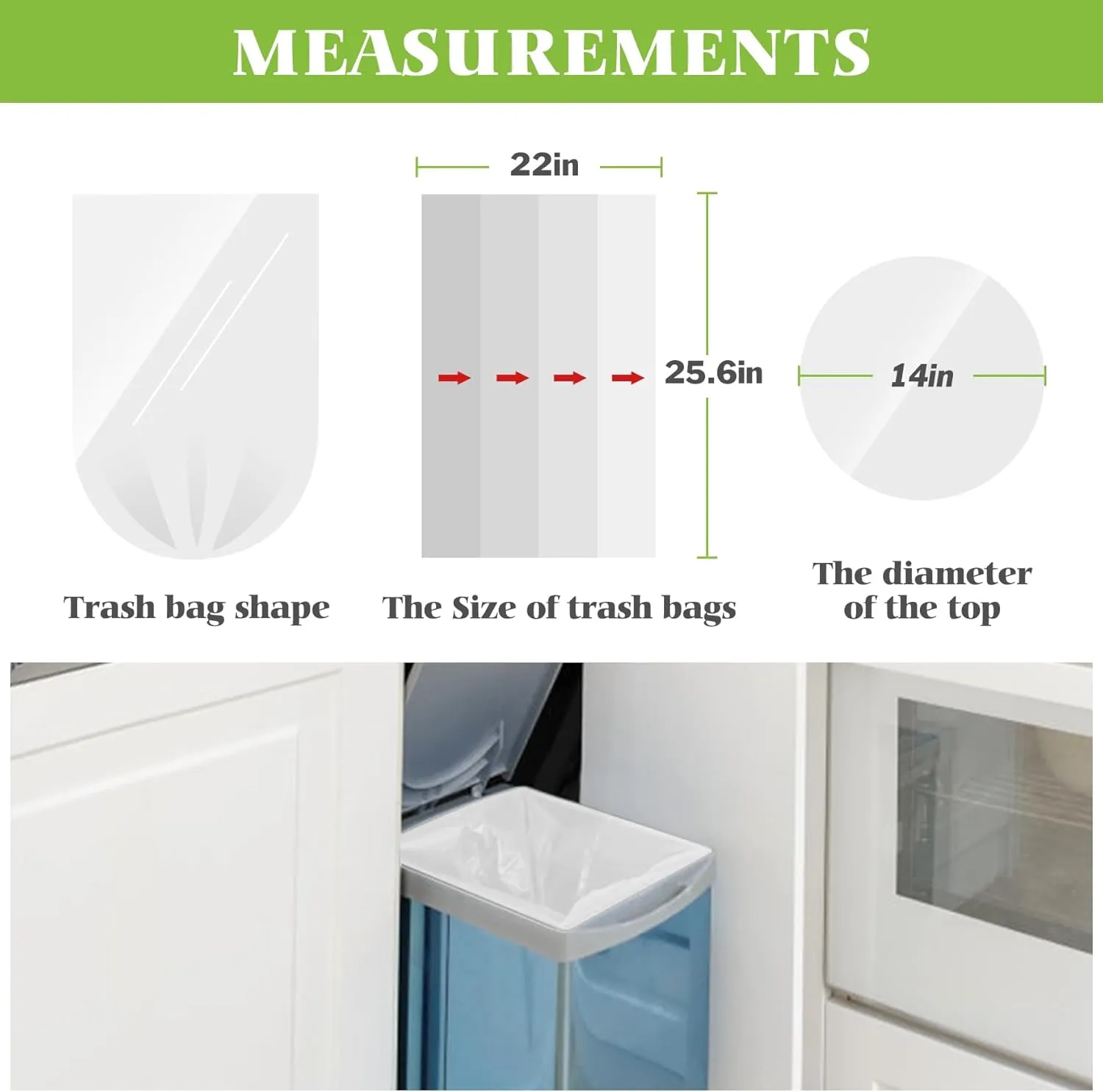 8 Gallon 330 Counts Strong Trash Bags Garbage Bags by Teivio, Bathroom Trash Can Bin Liners, Plastic Bags for home office kitchen, Clear