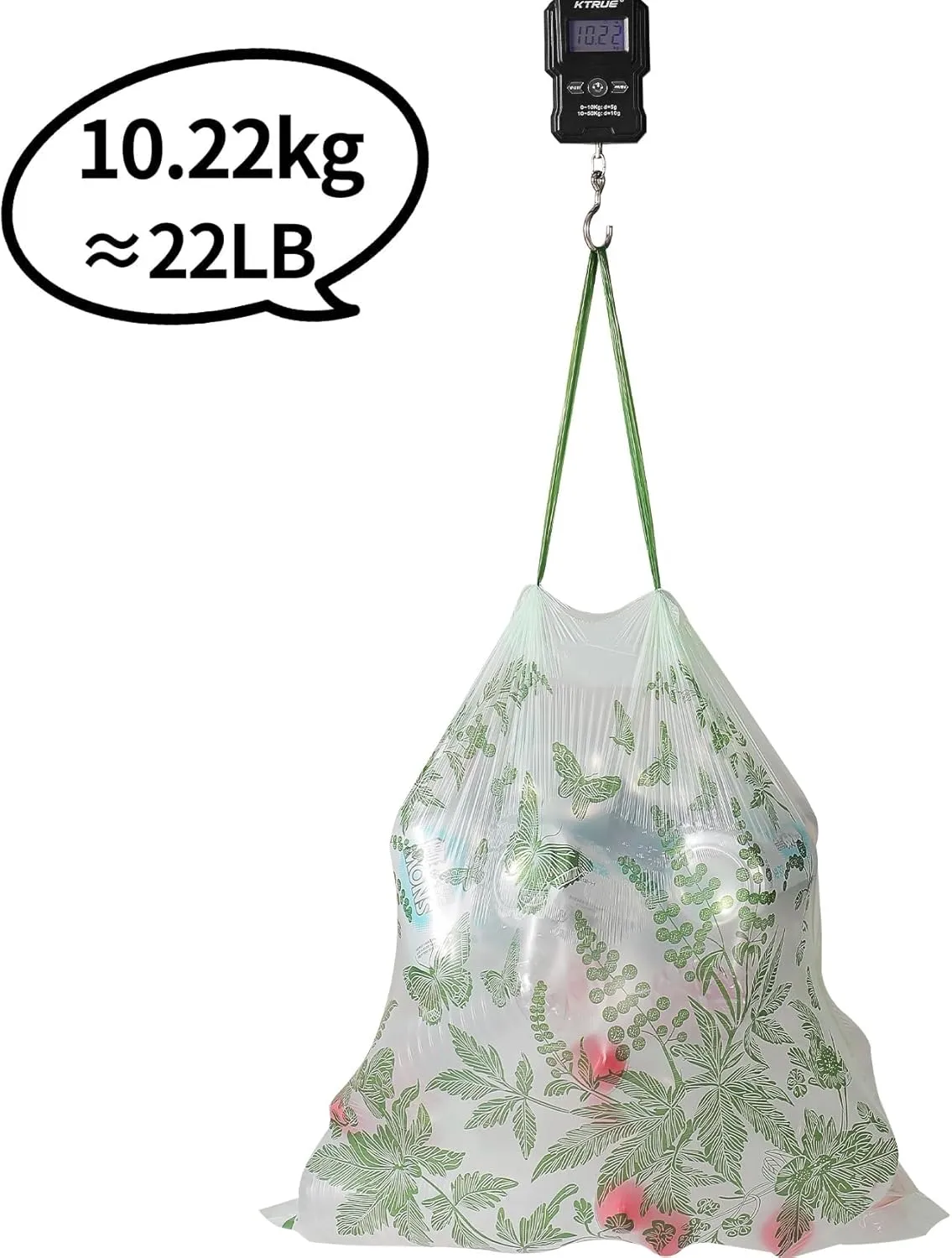 8 Gallon Trash Bags with Butterfly Printed & Sweet Wormwood Scent, Drawstring Medium Garbage Bags, Tear-Resistant & Fragrant Trash Can Liners, Trash Bags 8 Gallon for Home/Office, 75 Counts