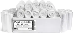 Aluf Plastics 12-16 Gallon Clear Trash Bags (1000 Count) - 24" x 33" - PCM Series Premium High Density 8 Micron Equivalent Garbage Bags for Bathroom, Office, Industrial, Commercial, Janitorial