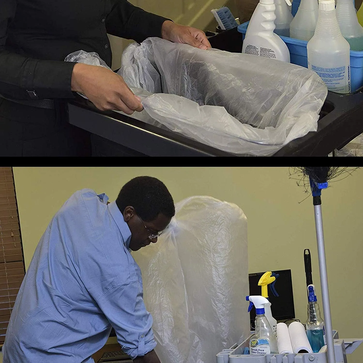 Aluf Plastics 12-16 Gallon Clear Trash Bags (1000 Count) - 24" x 33" - PCM Series Premium High Density 8 Micron Equivalent Garbage Bags for Bathroom, Office, Industrial, Commercial, Janitorial