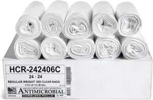 Aluf Plastics High Density Trash Bags, 10 Gallon, 1000 Count, 6 Micron (eq), 24" x 24", Clear, for Bathroom, Office, Industrial, Commercial, Janitorial, Municipal, Recycling