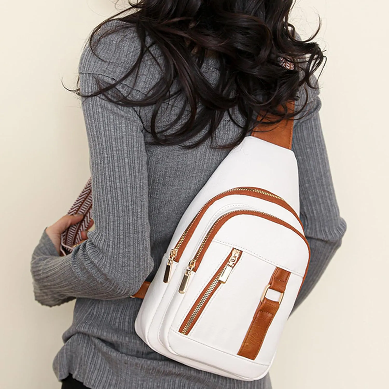 Anti Theft Crossbody Bag for Women Multi Pocket Crossbody Purses Shoulder Handbags Mens Work Backpack(White)