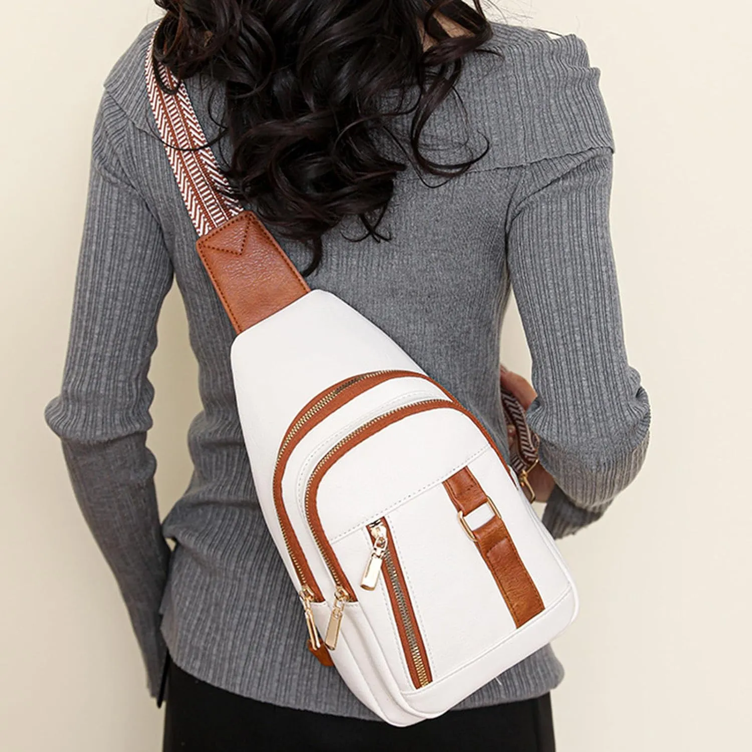 Anti Theft Crossbody Bag for Women Multi Pocket Crossbody Purses Shoulder Handbags Mens Work Backpack(White)