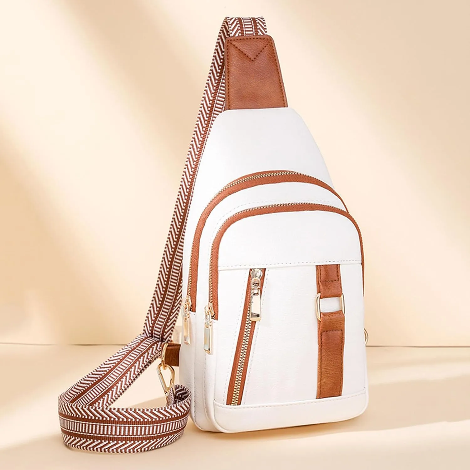 Anti Theft Crossbody Bag for Women Multi Pocket Crossbody Purses Shoulder Handbags Mens Work Backpack(White)