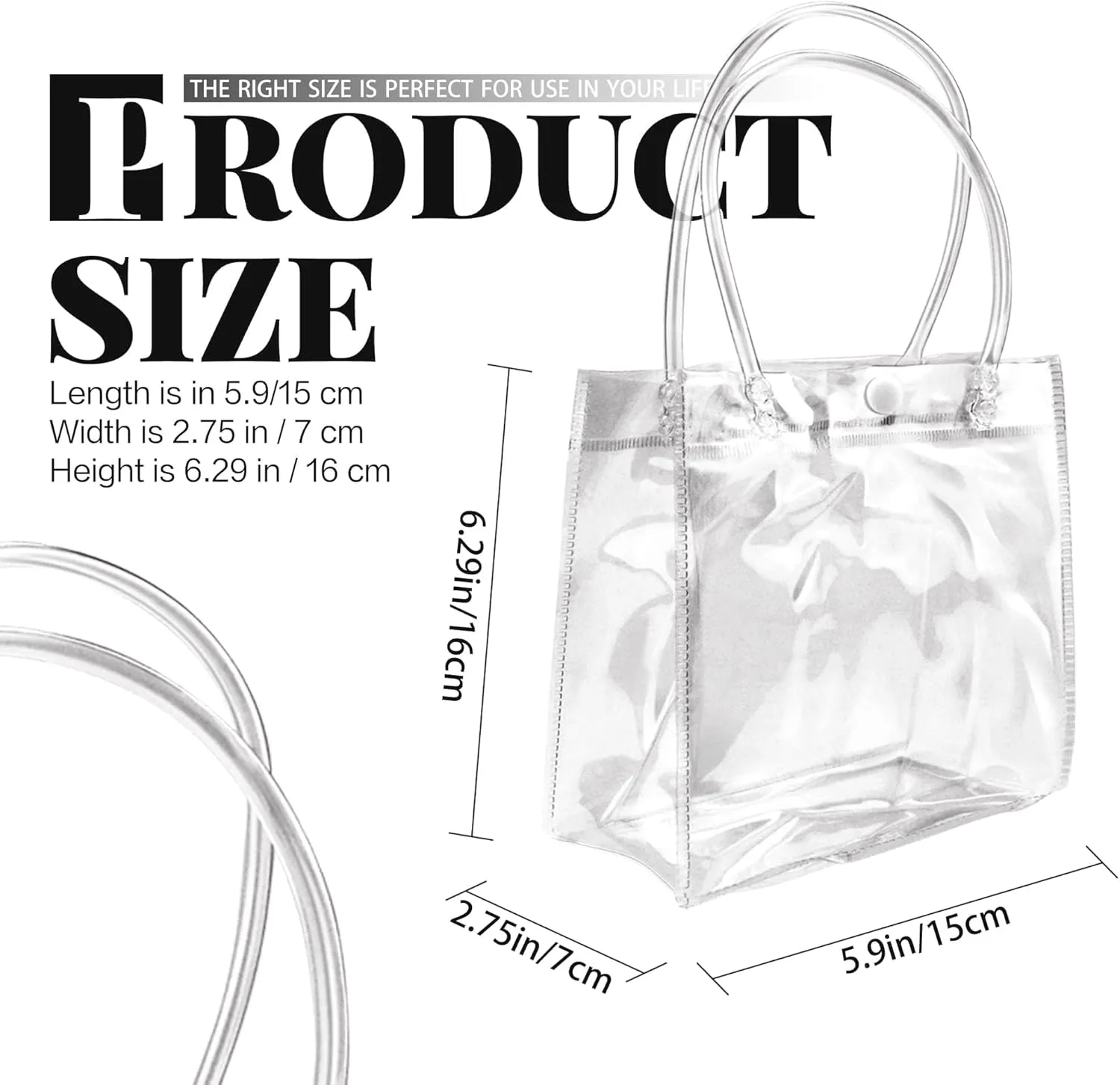 BadenBach 24 PCS Mini Clear Gift Bags with Handle,5.9" x 6.3" x 2.8",Small Transparent Plastic Gift Wrap Bags Bulk Reusable Clear Party Favor Goodie Bag for Boutique Wedding Birthday Father's Day