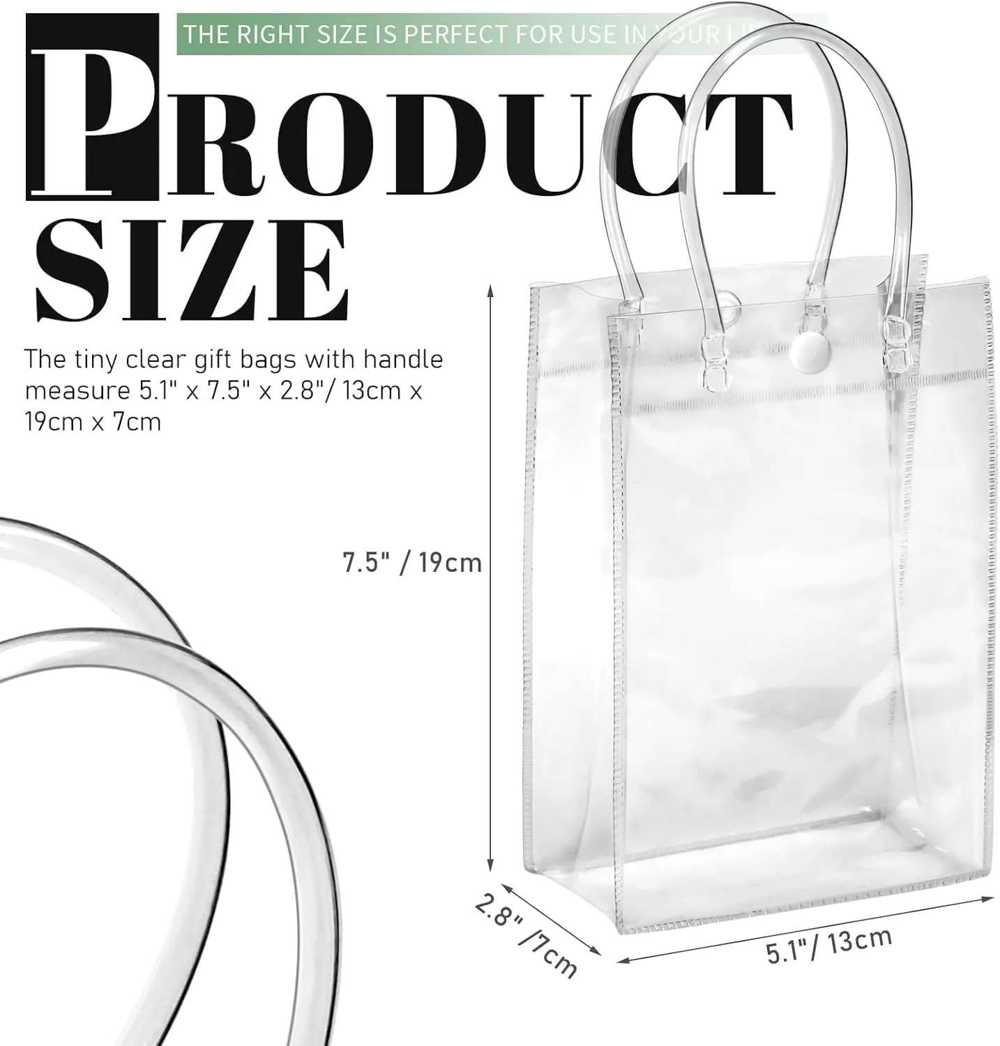 BadenBach 24 PCS Small Clear Gift Bags with Handle,5.1" x 7.5" x 2.8",Cute Transparent Plastic Gift Wrap Bags Reusable Clear Party Favor Goodie Bag for Boutique Wedding Birthday Party Father's Day