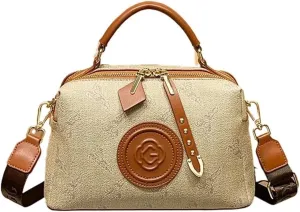 Bags for Women Women's Bags Fashionable and Versatile Shoulder Crossbody Bags for Women(Apricotwithbrown)