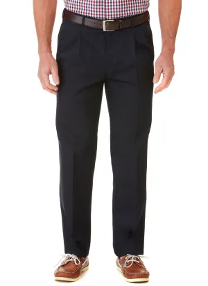 BALGOWAN PLEATED FLEXIWAIST TROUSER - NAVY