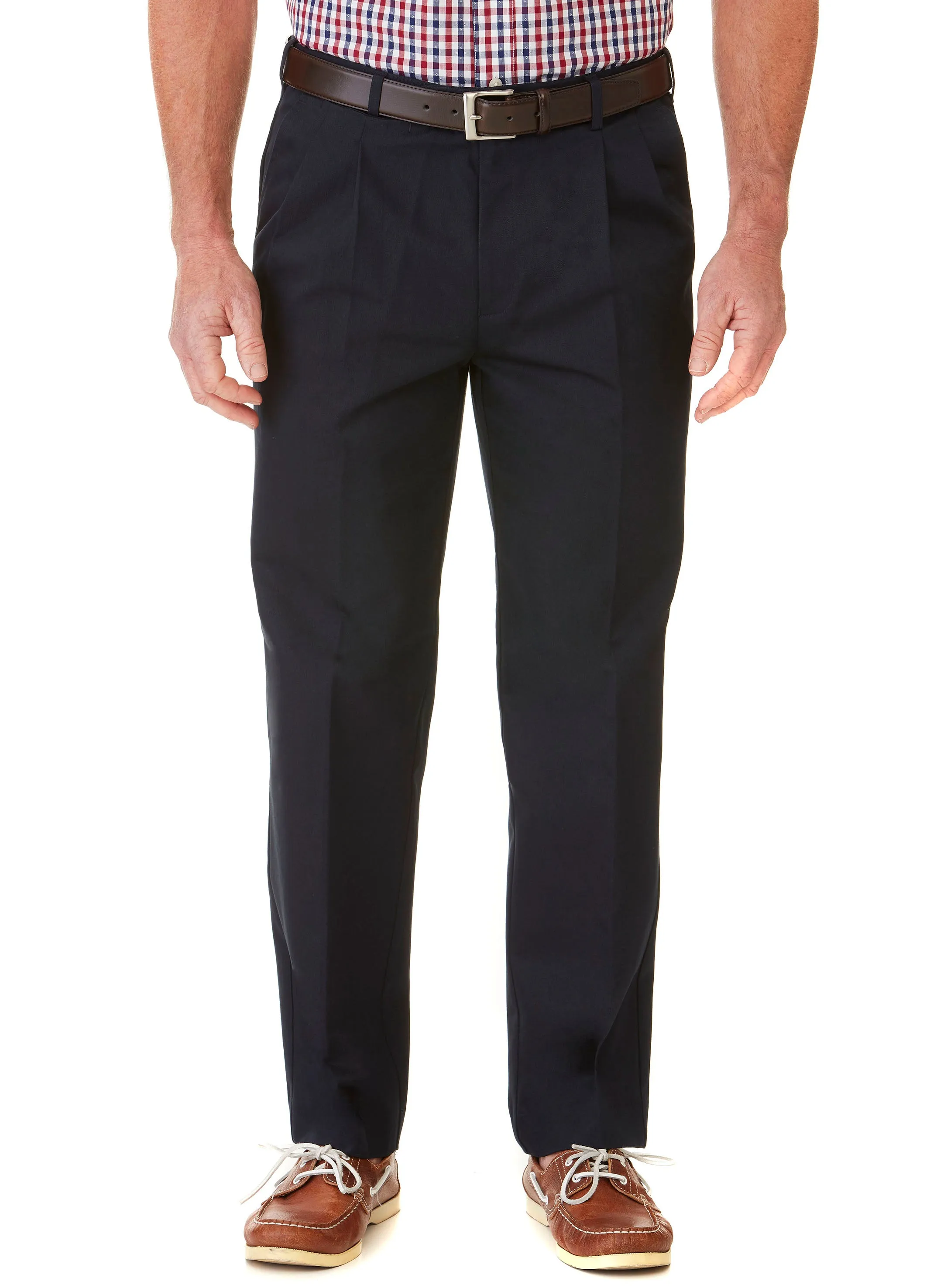 BALGOWAN PLEATED FLEXIWAIST TROUSER - NAVY