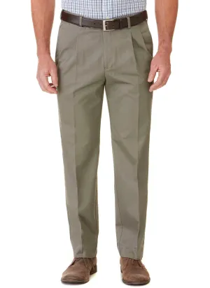 BALGOWAN PLEATED FLEXIWAIST TROUSER - OLIVE
