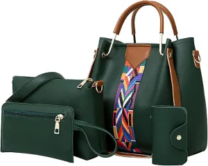 Beach Tote Bag 4 Packet Leather Solid Color Handbags Shoulder Bags Crossbody Hobo Bags Card Purse Work Travel Essential H