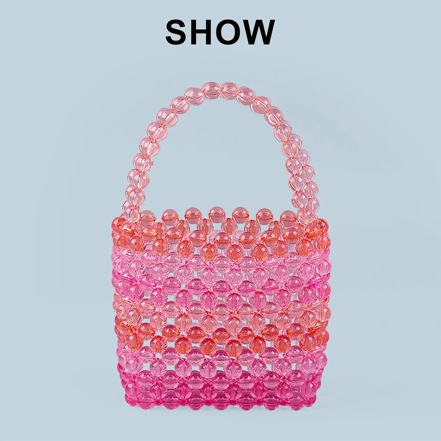 Beaded Bucket Bag for Women Y2K Handcrafted Kawaii Fashionable Handbags for Daily Beachy Birthday Party Accessory Gift