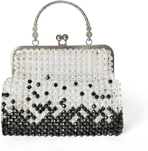 Beaded Purse Acrylic Beaded Handmade Evening Handbag for Women Fashionable Dressy Wedding Guest Bags Party Bridal Accessory