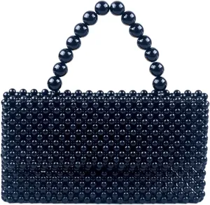 Beaded Purse Acrylic Pearl Beaded Handbag for Women Vintage Dressy Formal Dressy Wedding Guest Bag Party Accessory