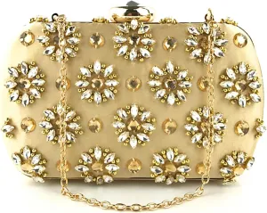 Beaded Purse Flower Print Glam Evening Beaded Clutch for Women Dressy Wedding Bachelorette Party Guest Bag Bridal Accessory