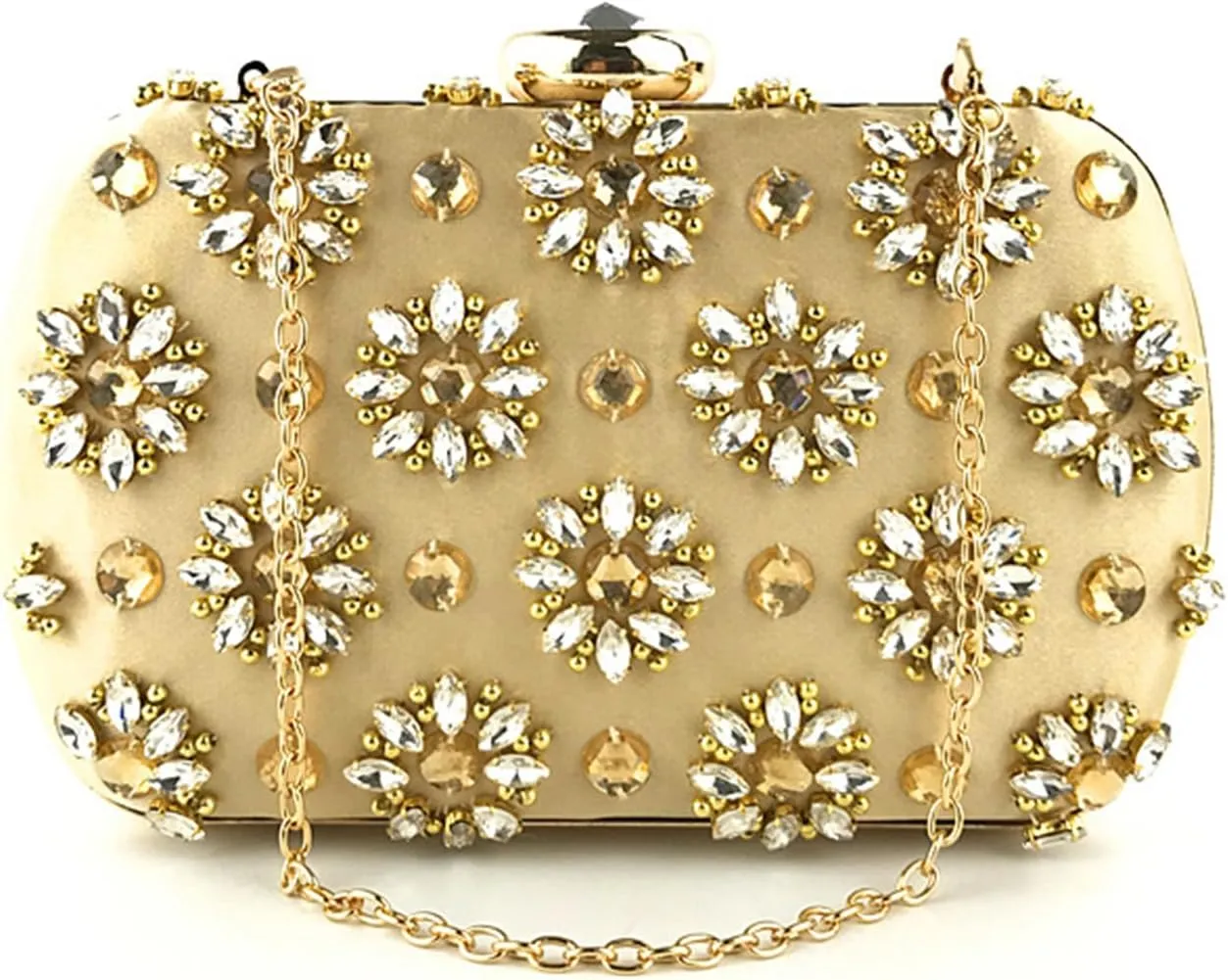 Beaded Purse Flower Print Glam Evening Beaded Clutch for Women Dressy Wedding Bachelorette Party Guest Bag Bridal Accessory