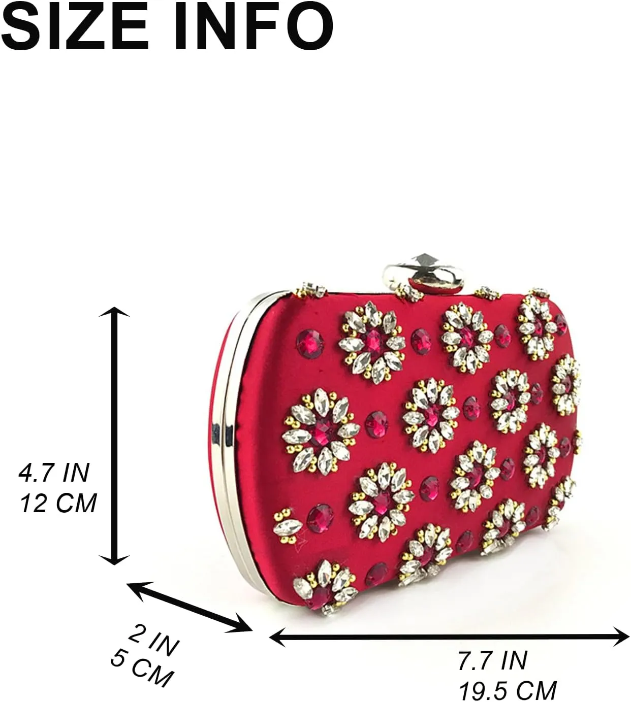 Beaded Purse Flower Print Glam Evening Beaded Clutch for Women Dressy Wedding Bachelorette Party Guest Bag Bridal Accessory
