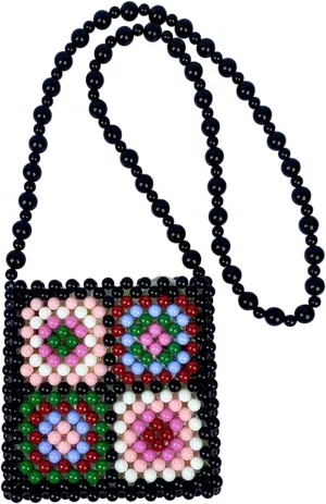Beaded Purse for Women Floral Print Vintage Shoulder Bag Casual Fashion Mini Shoulderbag for Daily Use Travel Vacation