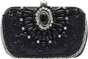 Beaded Purse Gothic Rhinestone Diamond Evening Beaded Handbag for Women Dressy Wedding Guest Bag Party Bridal Accessory
