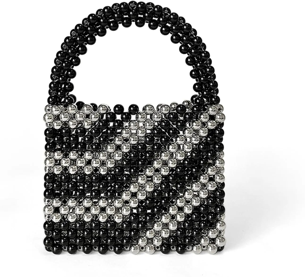 Beaded Purse Handmade Striped Mini Handbag for Women Dressy Y2K Evening Wedding Guest Bag Party Bridal Accessory Gift