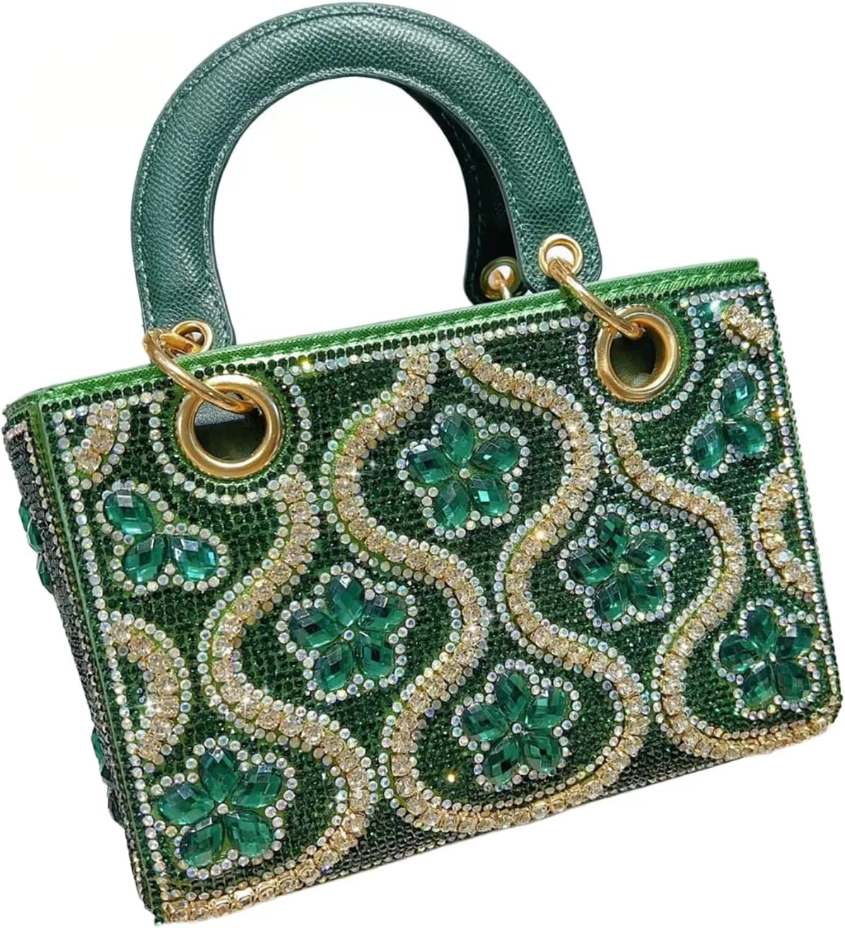 Beaded Purse hinestone Flower Print Evening Beaded Handbag for Women Dressy Wedding Guest Bag Party Bridal Accessory