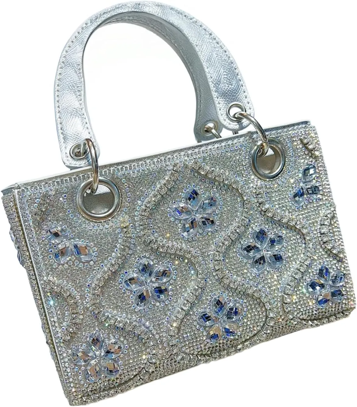 Beaded Purse hinestone Flower Print Evening Beaded Handbag for Women Dressy Wedding Guest Bag Party Bridal Accessory